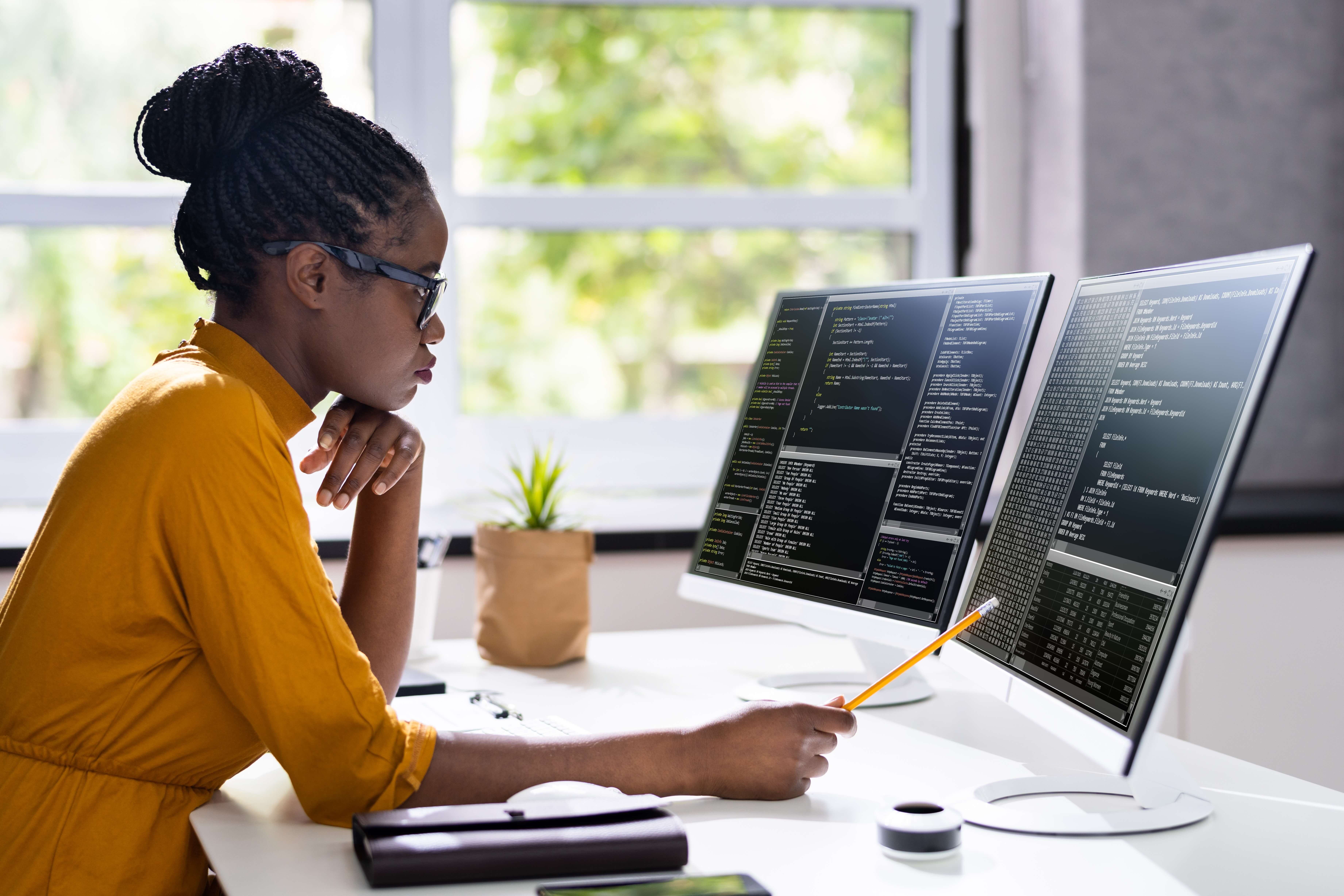 Woman working on her computer