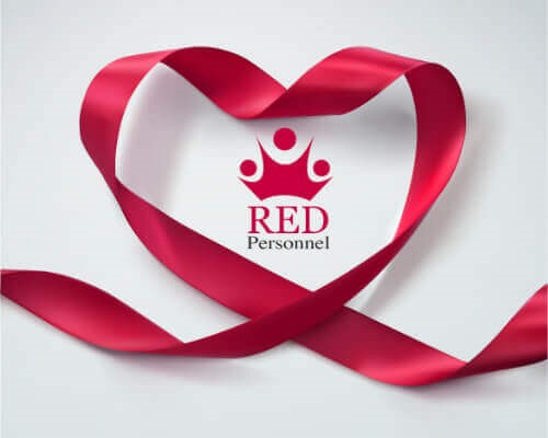 Red personnel heart ribbon logo 